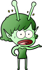 Fototapeta premium cartoon shocked alien girl
