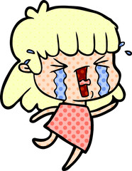 cartoon woman in tears