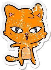 distressed sticker of a cartoon cat