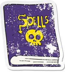 retro distressed sticker of a cartoon spell book