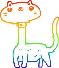 rainbow gradient line drawing of a cartoon cat