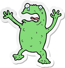 sticker of a cartoon frightened frog