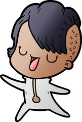 cute cartoon girl with hipster haircut