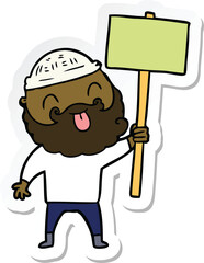 sticker of a bearded protester cartoon