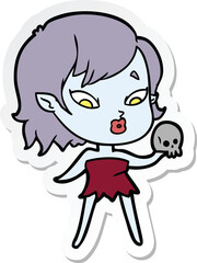 sticker of a cute cartoon vampire girl