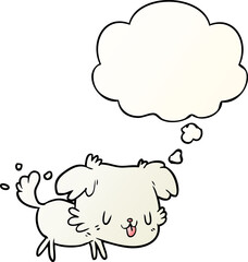 cartoon dog with thought bubble in smooth gradient style