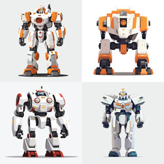 Mecha robots vector set isolated
