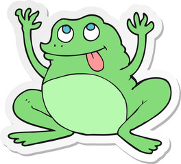 sticker of a funny cartoon frog