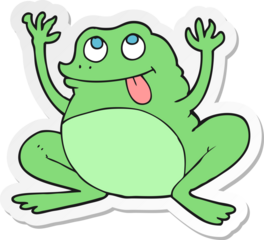 sticker of a funny cartoon frog