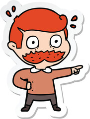 sticker of a cartoon man with mustache shocked