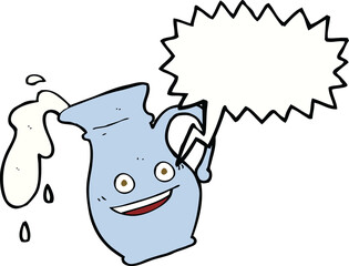 cartoon milk jug with speech bubble