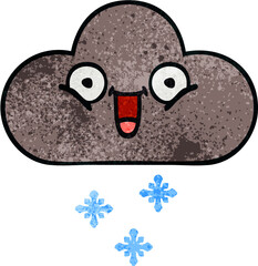 retro grunge texture cartoon of a storm snow cloud