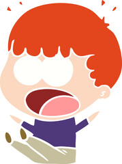 flat color style cartoon shocked man