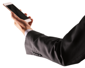 Future technology concept. Businessman hand with smartphone