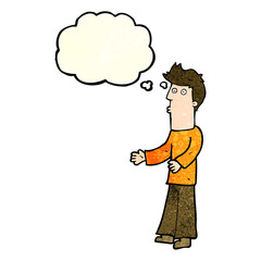Fototapeta premium cartoon man explaining with thought bubble