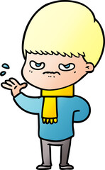annoyed cartoon boy