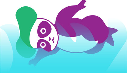 Panda Pandi swimming