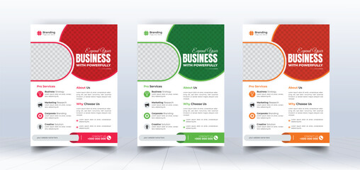 Corporate Business Flyer, Poster, Leaflet, Brochure, Annual report And Book Cover Template With 3 Color.