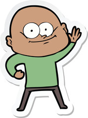 sticker of a cartoon bald man staring