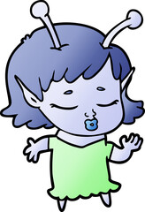 cute alien girl cartoon