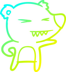 cold gradient line drawing of a angry bear cartoon