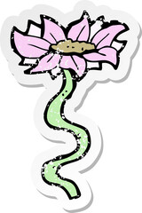 retro distressed sticker of a cartoon flower