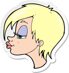 sticker of a cartoon pretty woman