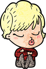 Obraz premium cartoon woman with eyes shut