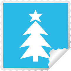 Fototapeta premium square peeling sticker cartoon of a christmas tree