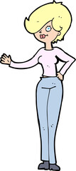 cartoon woman waving