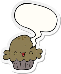 cute cartoon pie with speech bubble sticker