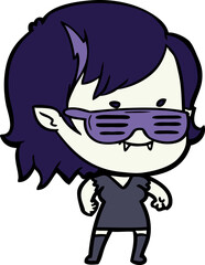 cartoon friendly vampire girl in cool shades