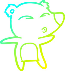 Obraz premium cold gradient line drawing of a cartoon whistling bear