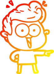 Obraz premium warm gradient line drawing of a cartoon excited man