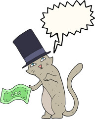 freehand drawn speech bubble cartoon rich cat