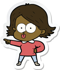 sticker of a cartoon girl pouting