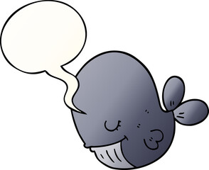 cartoon whale with speech bubble in smooth gradient style