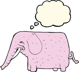 cartoon funny elephant with thought bubble