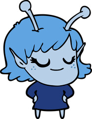smiling alien girl cartoon