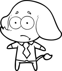 Obraz premium cartoon unsure elephant in shirt and tie