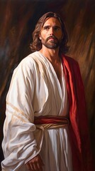 Oil painting of Jesus of Nazareth silhouette The Son of God The Savior Generative AI Illustration