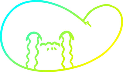 cold gradient line drawing of a cartoon gall bladder crying