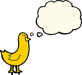cartoon bird with thought bubble