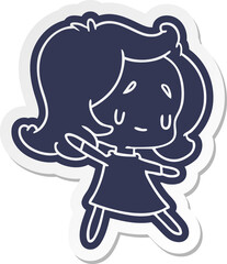 cartoon sticker of a cute kawaii girl