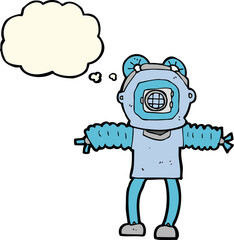 cartoon deep sea diver with thought bubble