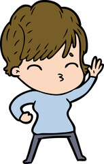 cartoon woman thinking