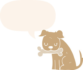 cartoon dog with speech bubble in retro style