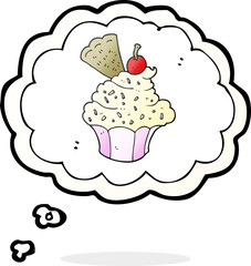 freehand drawn thought bubble cartoon cupcake