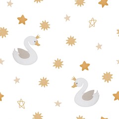 cute baby patterns with stars and swans