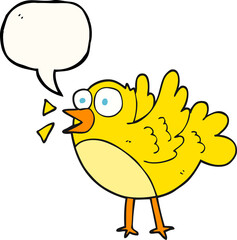 freehand drawn speech bubble cartoon bird